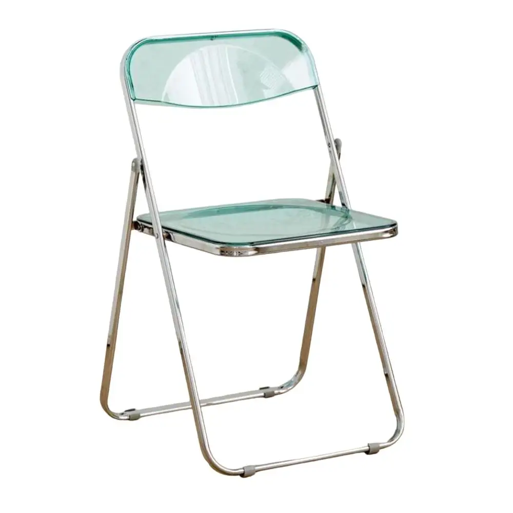 Silla plegable nórdica transparente de acrílico, respaldo de plástico para el hogar ,enchapado mueble estilo INS nórdico medieval, para escritorio, comedor, dormitorio, balcón o restaurante BAR