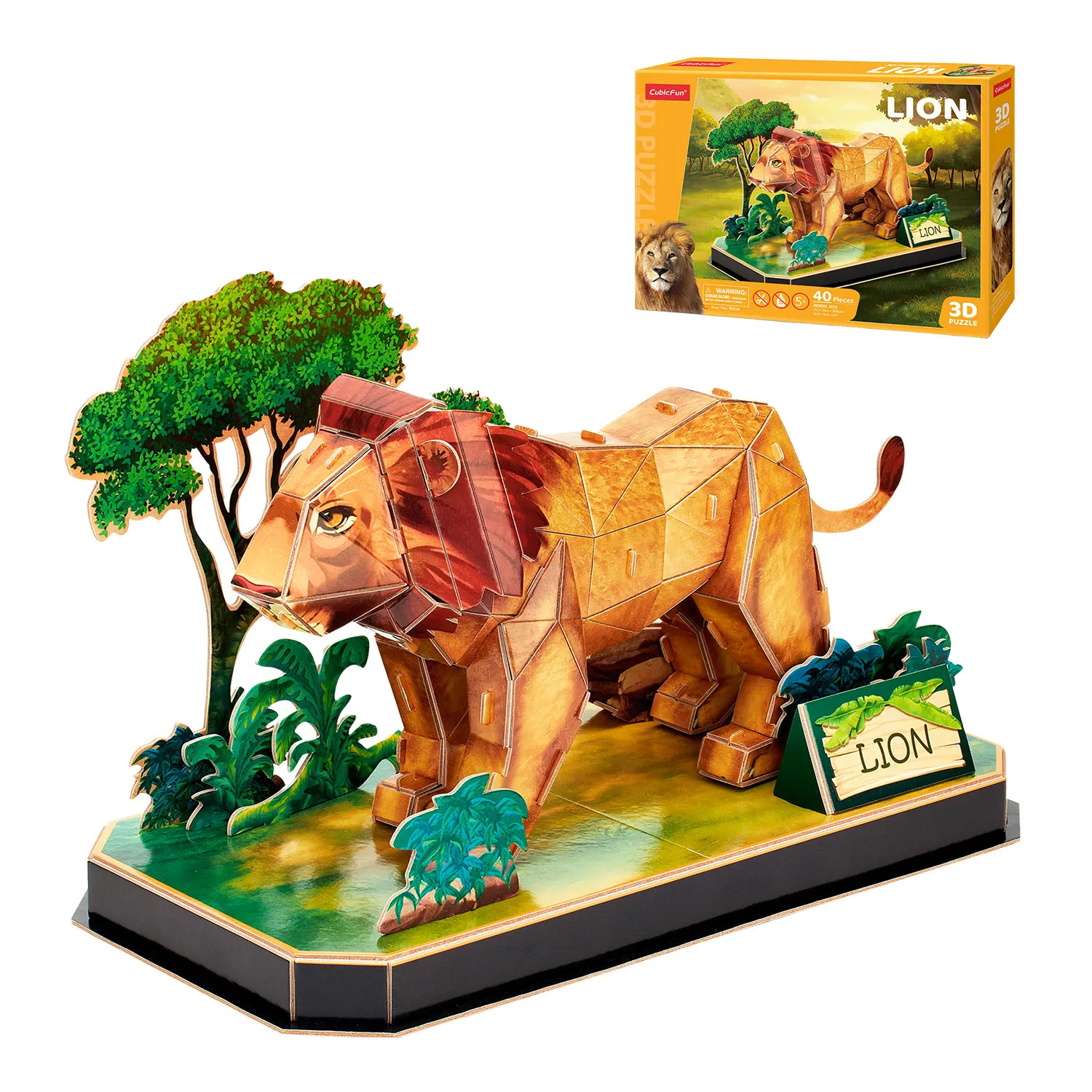 Puzzle 3D Niños León - Maquetas para Montar Niños Y Adultos | Puzzle 5 Años O Más | Puzzles 3D | 34 Piezas | Puzzle 3D Adultos | Regalos para Niños