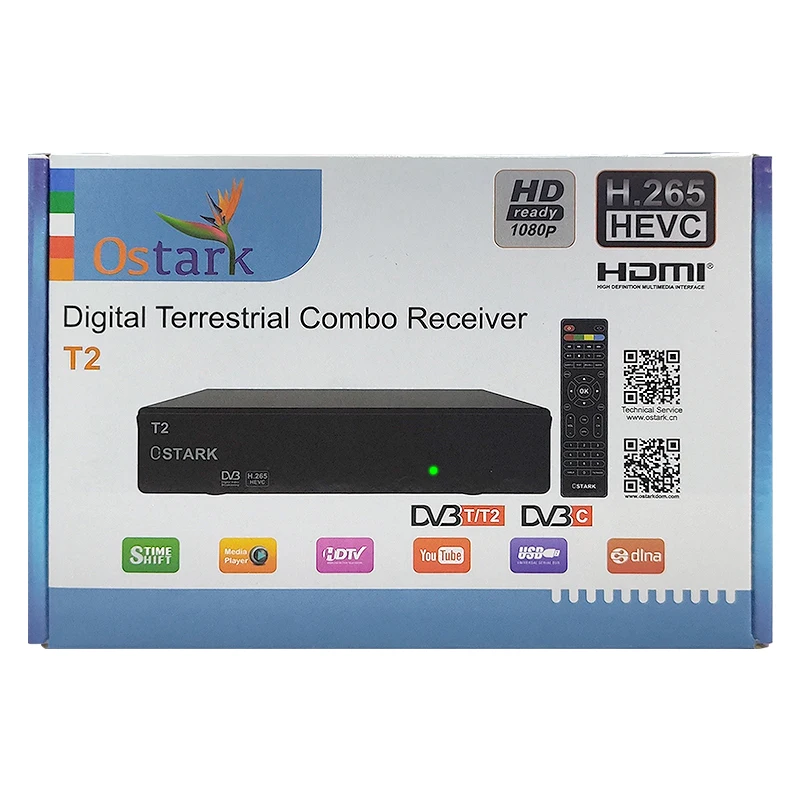 Ostark T2 TDT, HD OUT, TDT2 terrestrial receiver, DVB-C DVB-T2, HVEC, H.265, LCN, DTT, terrestrial receiver, tuner, 1080P