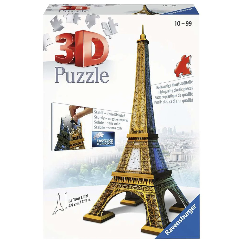 Puzzle 3D Torre Eiffel 216 Piezas, +10 años, Francia, Paris, monumento, construcción, Ravensburger, 12556, producto con licencia oficial, juguete, envío urgente 24-48 horas península