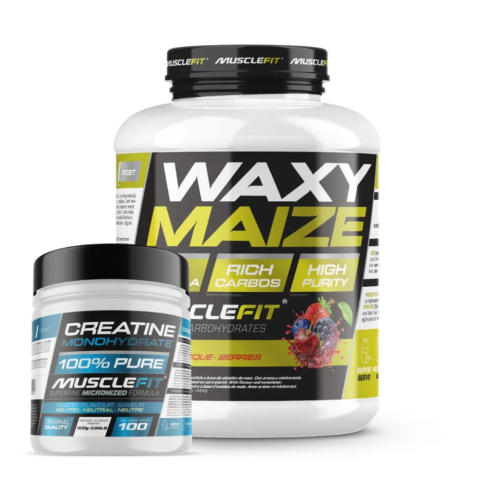 Pack Intra-Entreno Waxy Waize 2kg (varios sabores) + Creatina 300g (neutra) - Musclefit│MUSCLEVIP