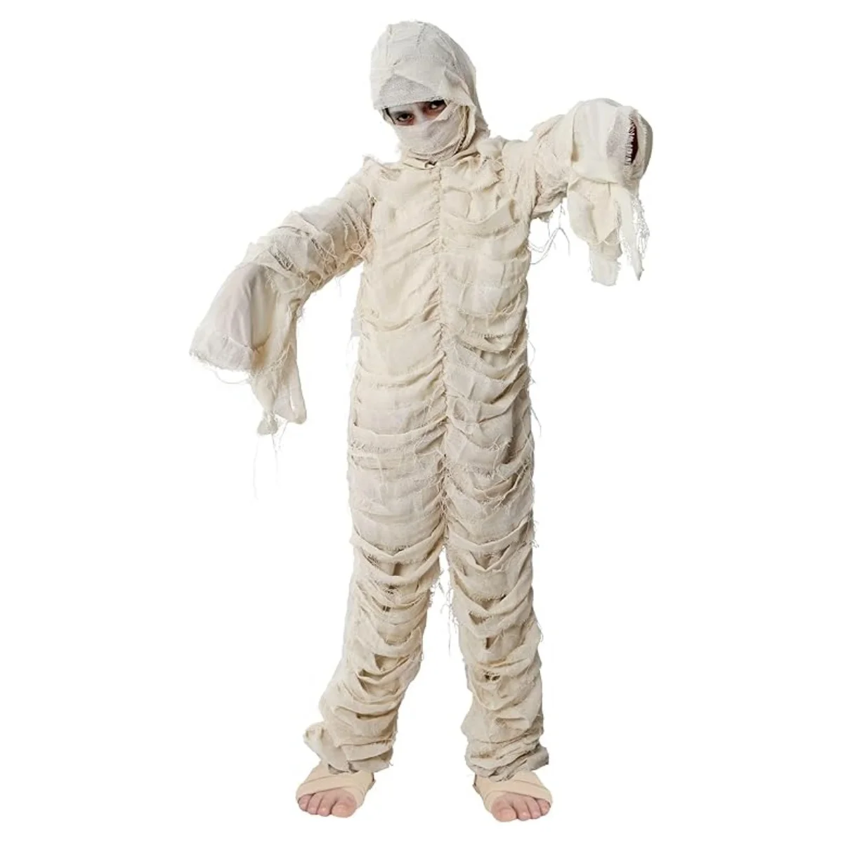 Halloween kids Egyptian kids mummy costume Canaval (contains: bandage jumpsuit with Hood, bandage strip)