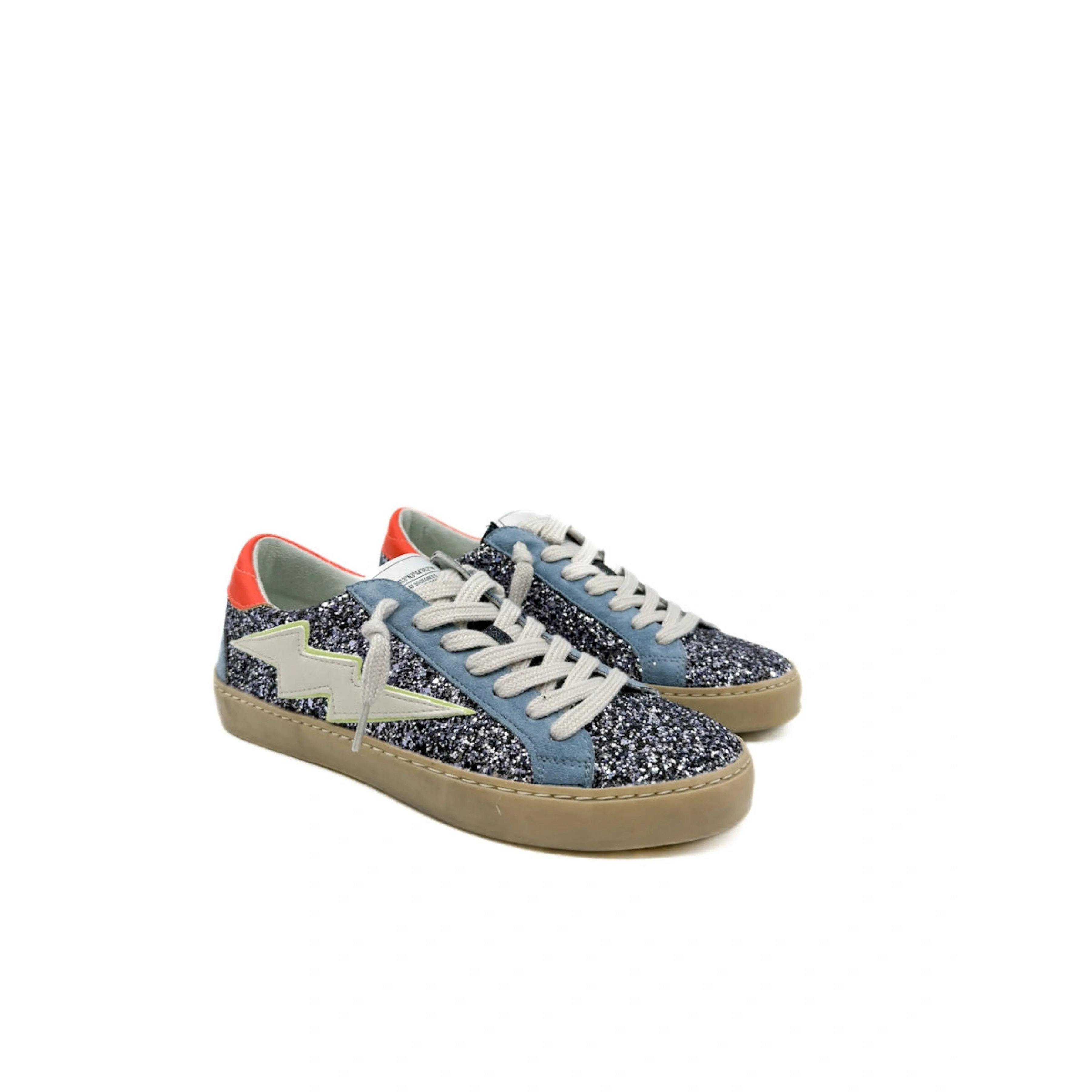 Zapatillas Corina de Mujer con Purpurina y Detalle de Rayo Lateral - Sneakers Estilo Casual con Suela de Goma - Diseño Urbano Moda Corina