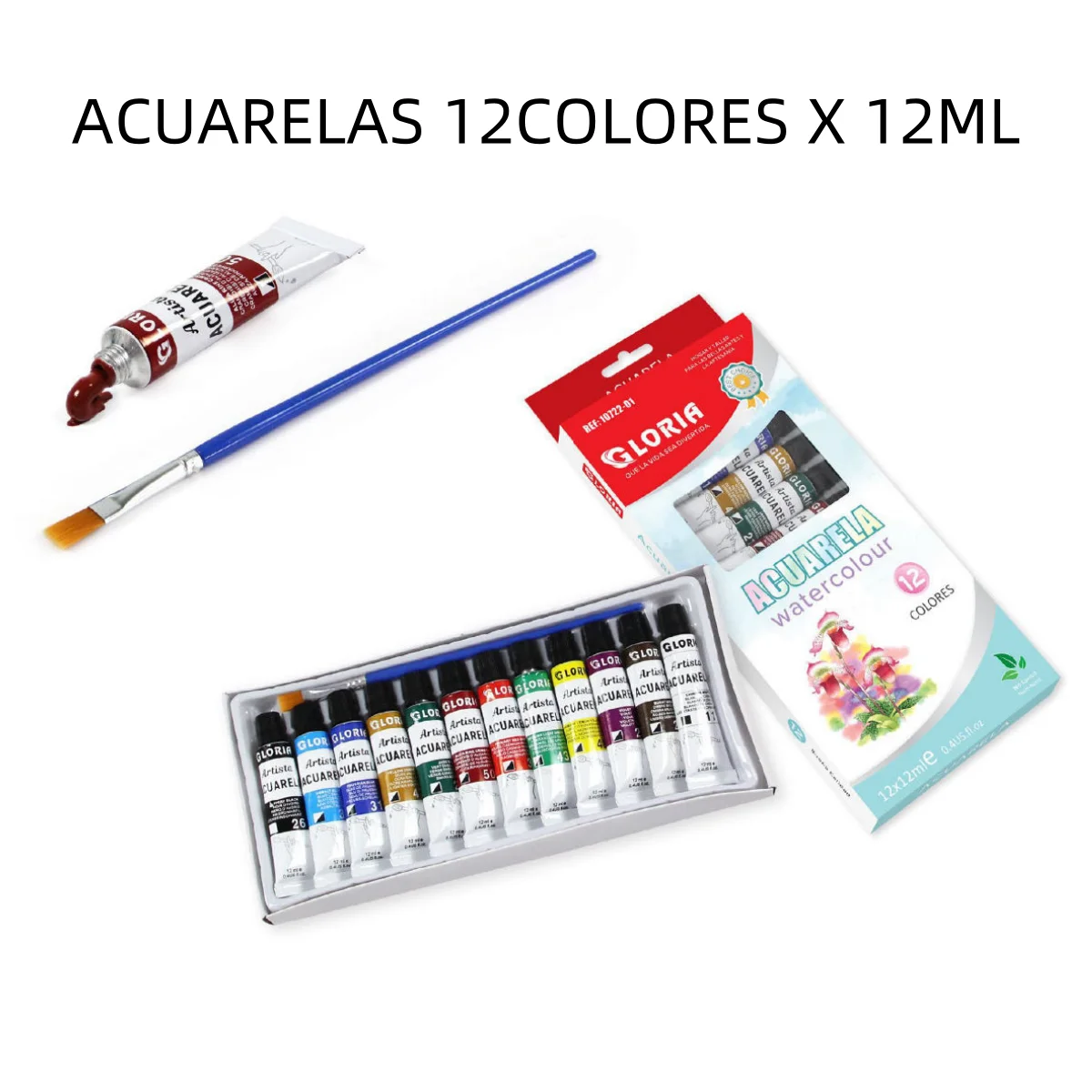 12-Tube Acrylic Paint Kit Oil Painting Water Paint Painting Tempera Painting Glass Painting Cloth for Adult School Set of 12 12 ml Professional Paintings-Suitable for Canvas, Wood or Paper