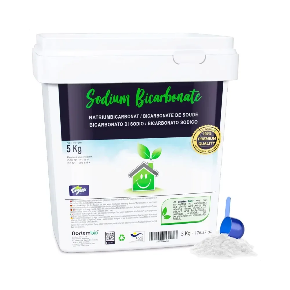 NORTEMBIO Bicarbonato de Sodio 100% Natural 5Kg | Quitamanchas, Desodorizador y Blanqueante | Sin aluminio