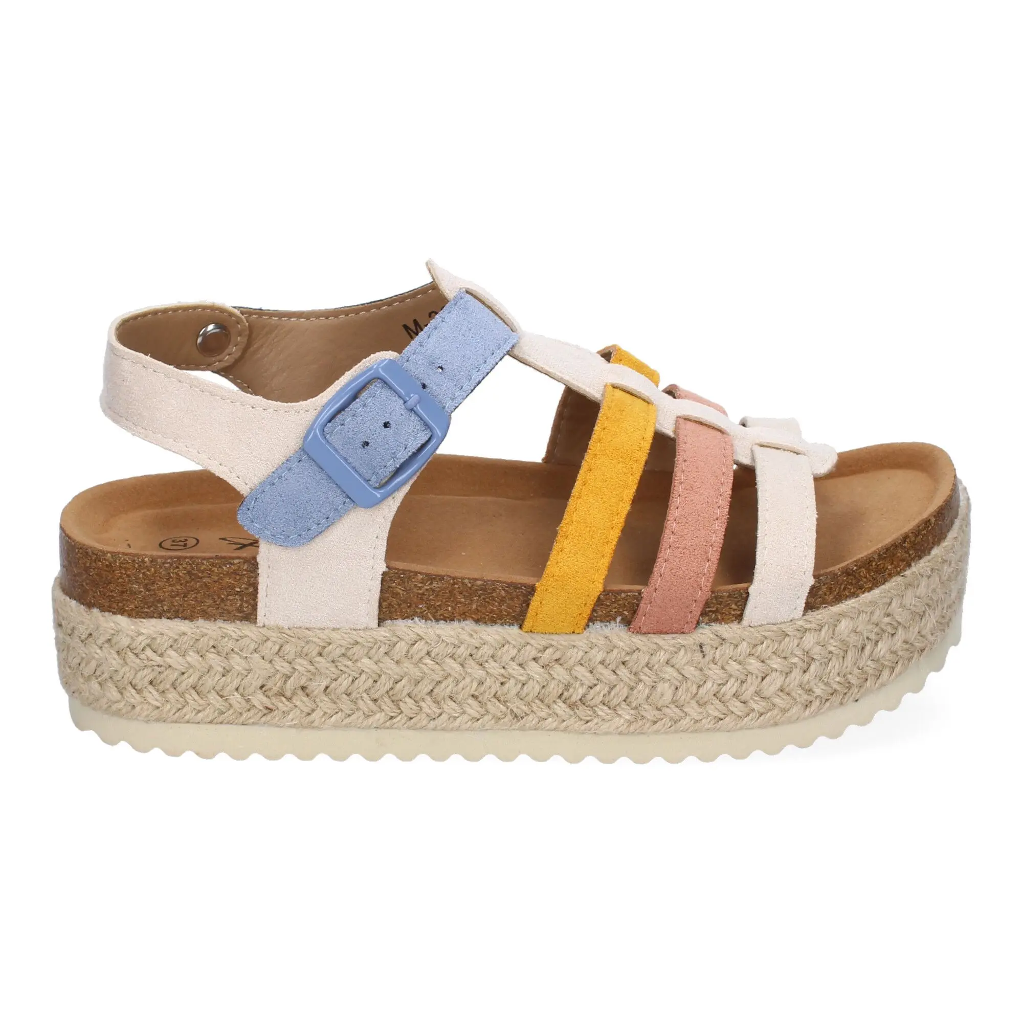 PuntoSalao Sandalias planas en yute tiras en pala para mujer multicolor M-260