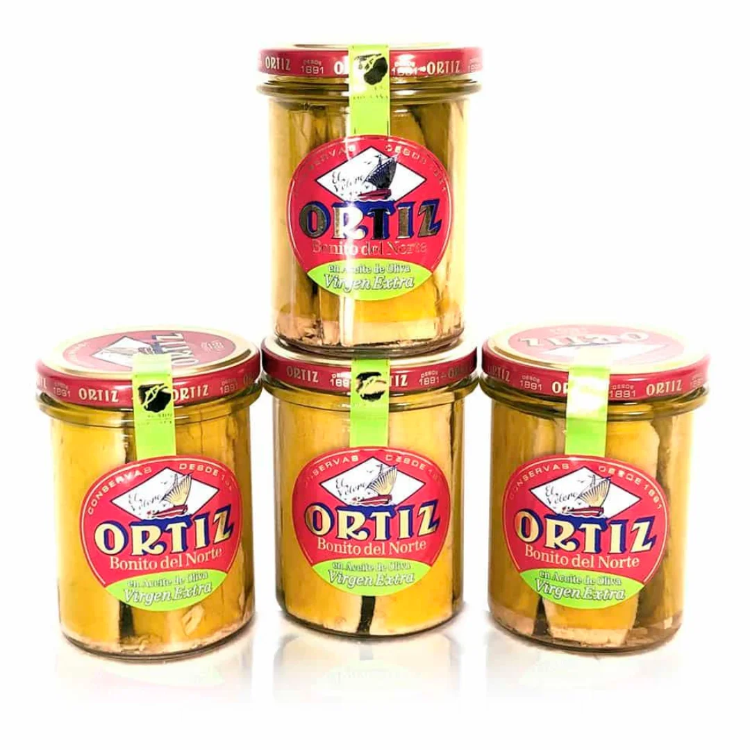 Pack 4 Bonito del Norte Ortiz en Aceite de Oliva Virgen Extra – Tarros de 260g | Atún Blanco Gourmet en Conserva Premium