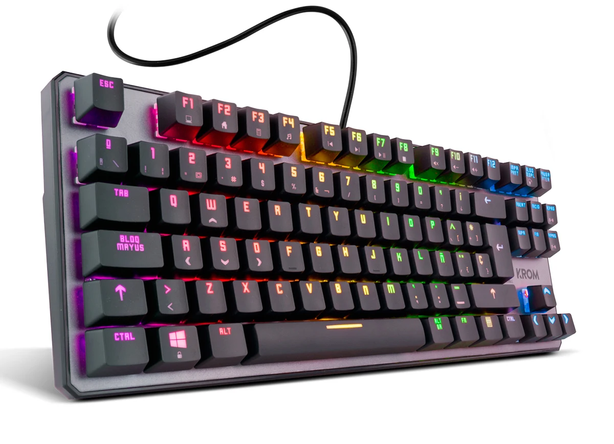 KROM KERNEL TKL Mechanical Gaming Keyboard, no numeric keyboard, RGB LED lighting, silent, Spanish Layout