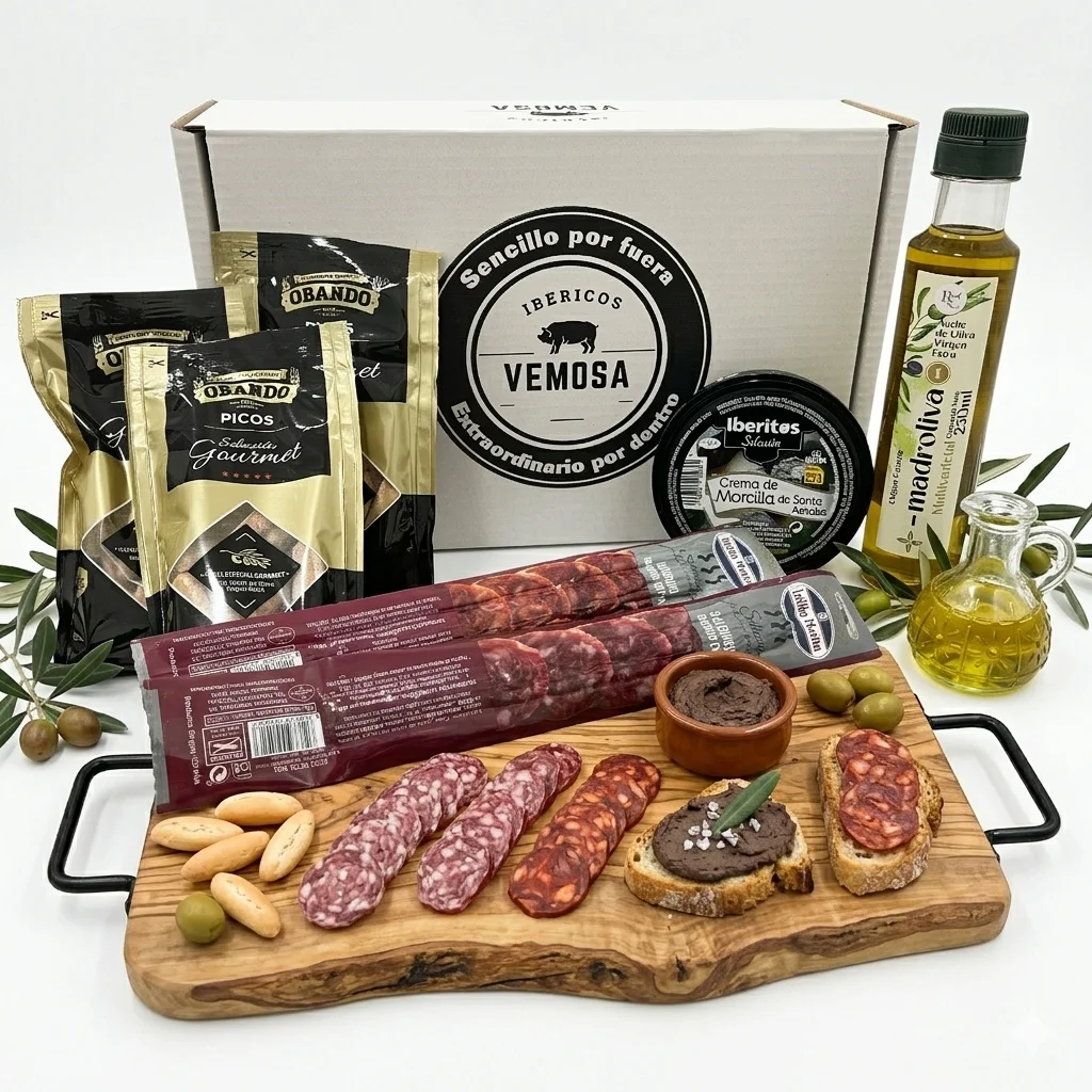 Pack gourmet ibérico | chorizo, salchichón, crema de morcilla, aceite de oliva 🧺