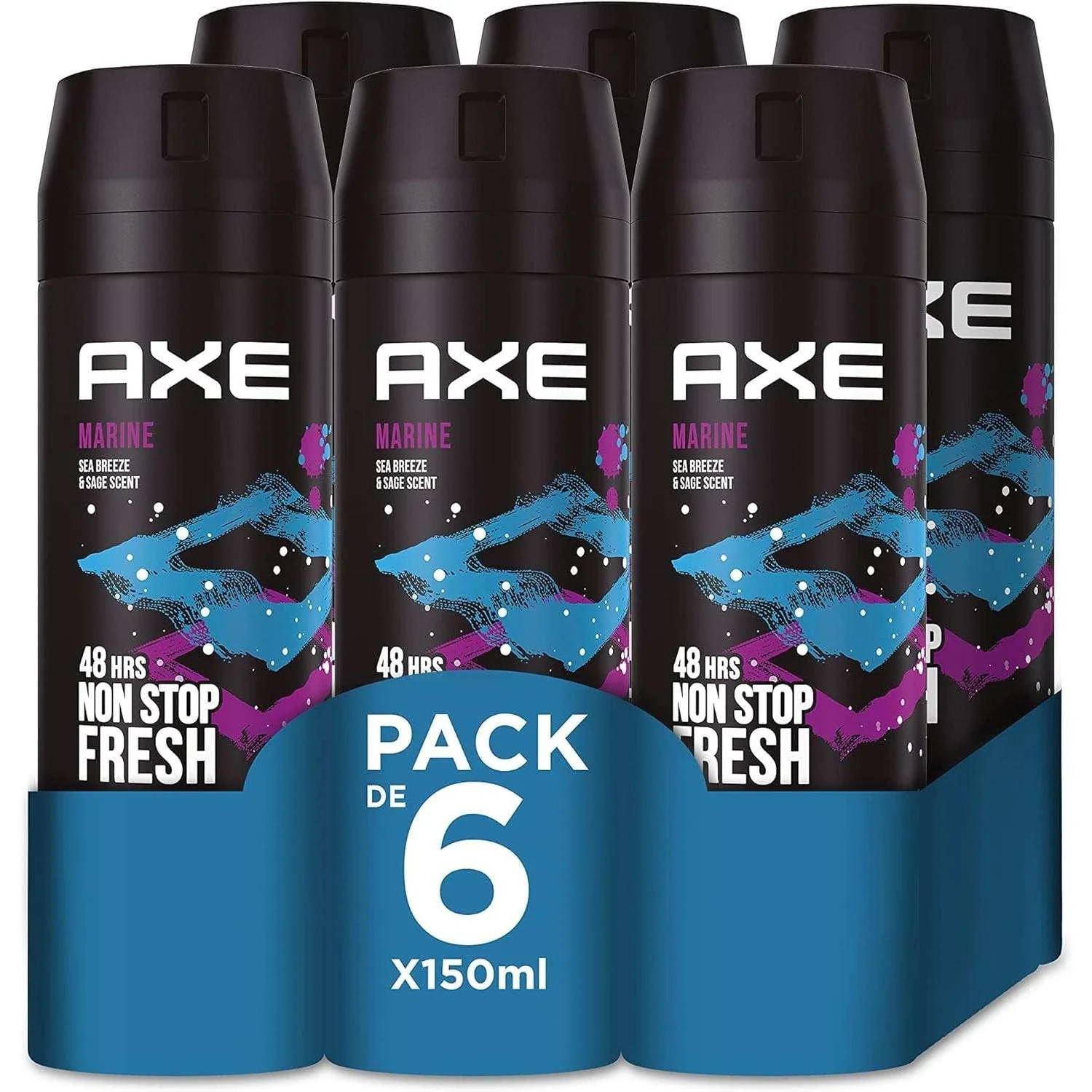 Pack 6x150ml - AXE deodorant man MARINE Spray 48h