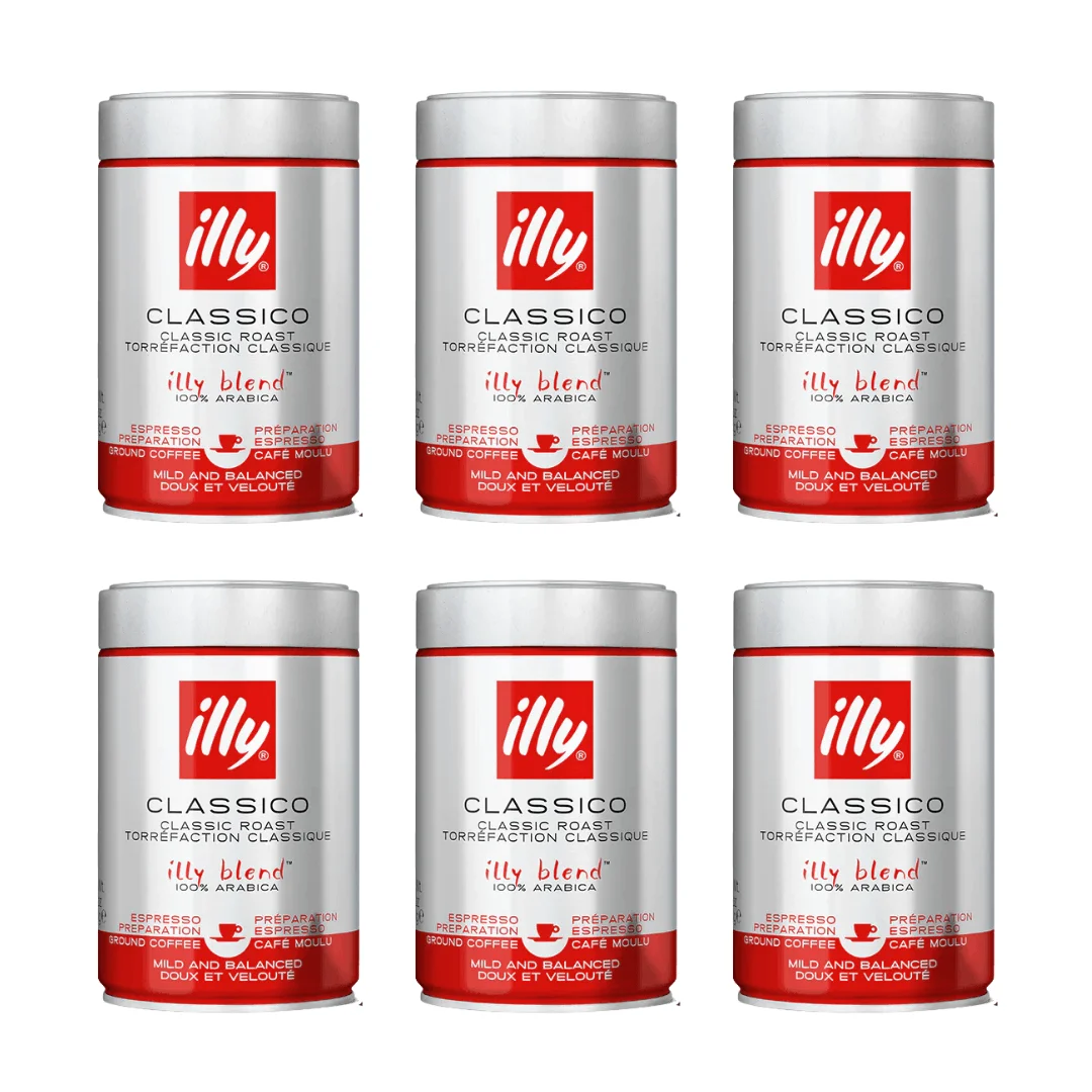 Illy 6 pack classic roasted ground coffee 250 grs - qumir