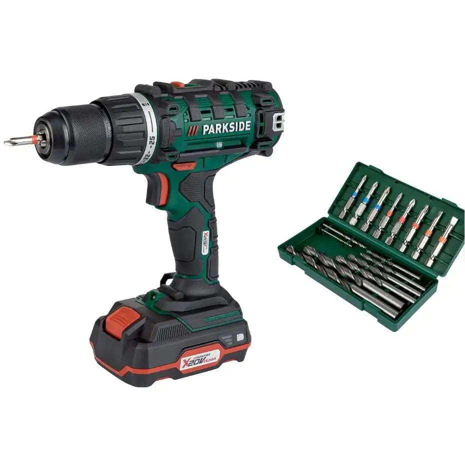Parkside 20v pabs 20-li e6 cordless drill with battery and charger