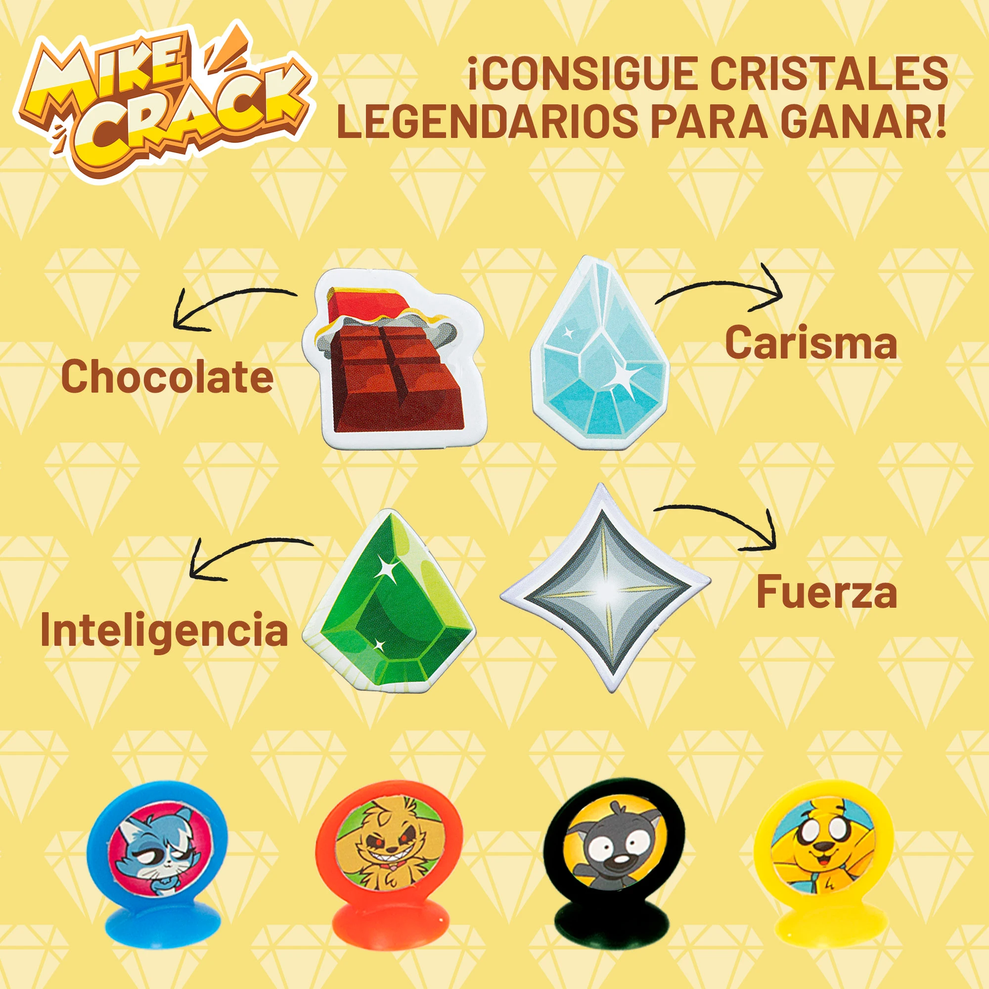 Mikecrack Official Board Game "Los Cristales Legendarios" for 2-4 Players, Easy to Learn Adventure Game for Ages 6+, Includes Board, Markers, Spinner, Challenges, and Figures, Ideal for Family Fun and Social Interaction.