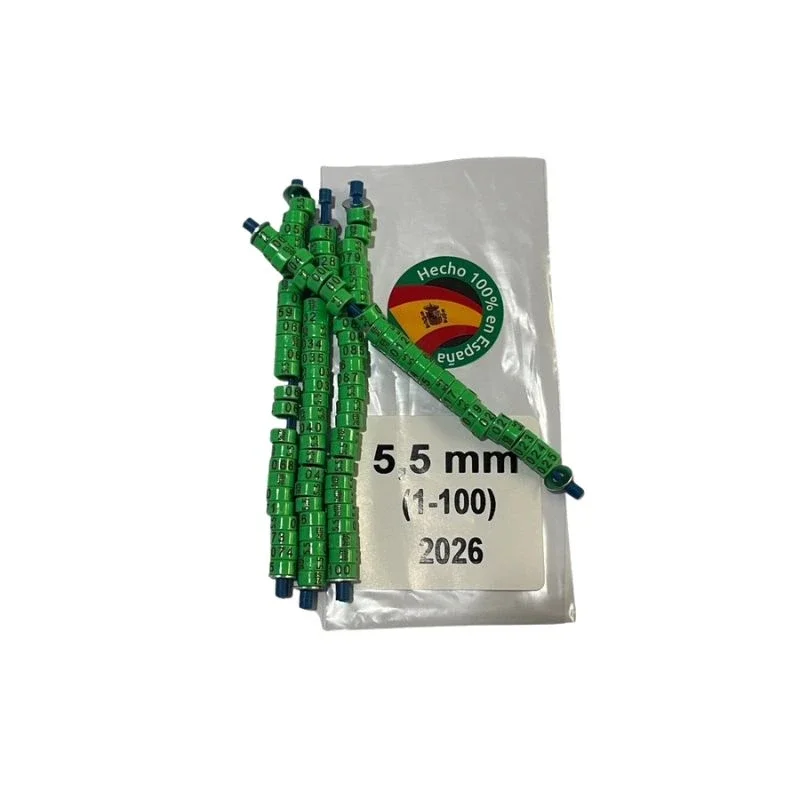 Anillas tipo Federativo para NINFAS 2026 tira 25 uds 5.5 mm POLICARBONATO (Verde)