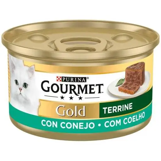 Gourmet Gold Terrine con Conejo. Pack 24 latas - Comida húmeda para gatos sabor conejo