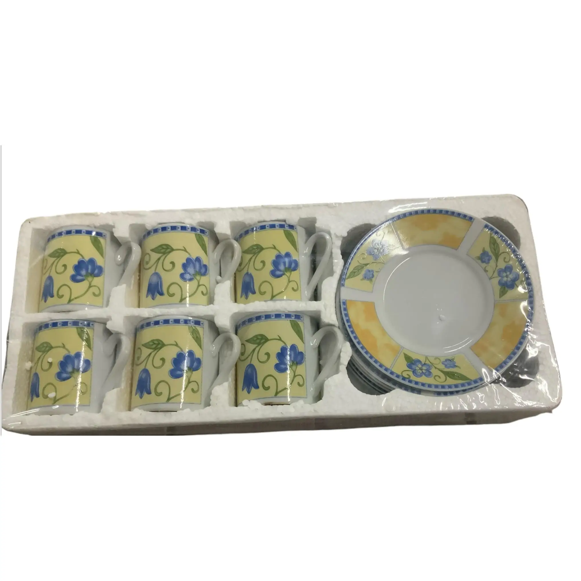 SANCO STORE- Juego de seis tazas y 6 platos de café de porcelana