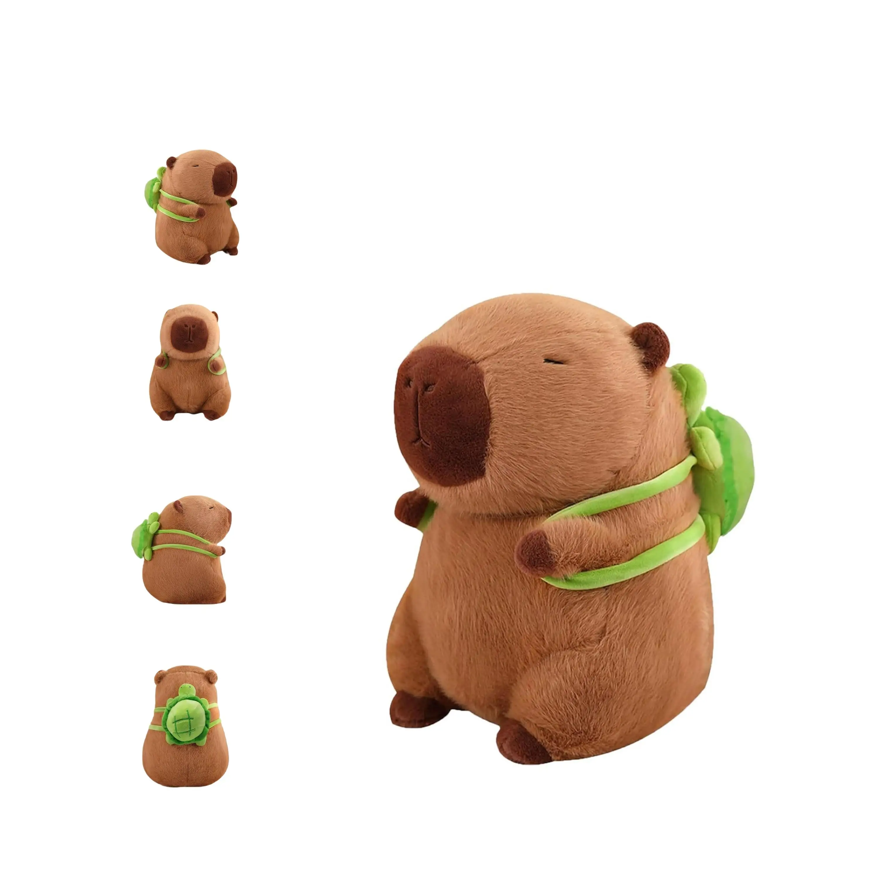 Capybara Plush Toy, 30CM Capybara Plush Toy, Capybara Stuffed Plush Toy, Capybara Animal with Turtle, Brown Plush Soft Toy with Green Details