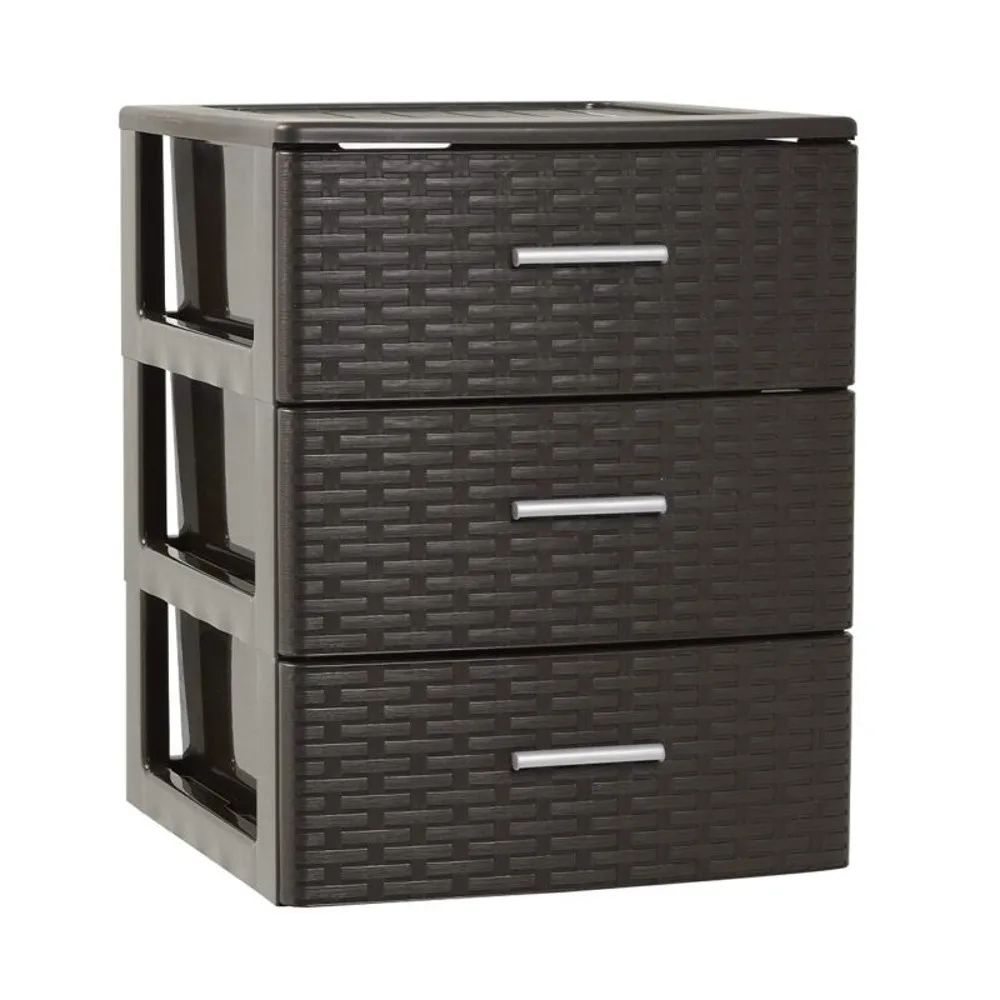 Plastic Forte - Cajonera de Plástico Volga Rattan Antracita / Wengué / Blanco Decoración Hogar Oficina