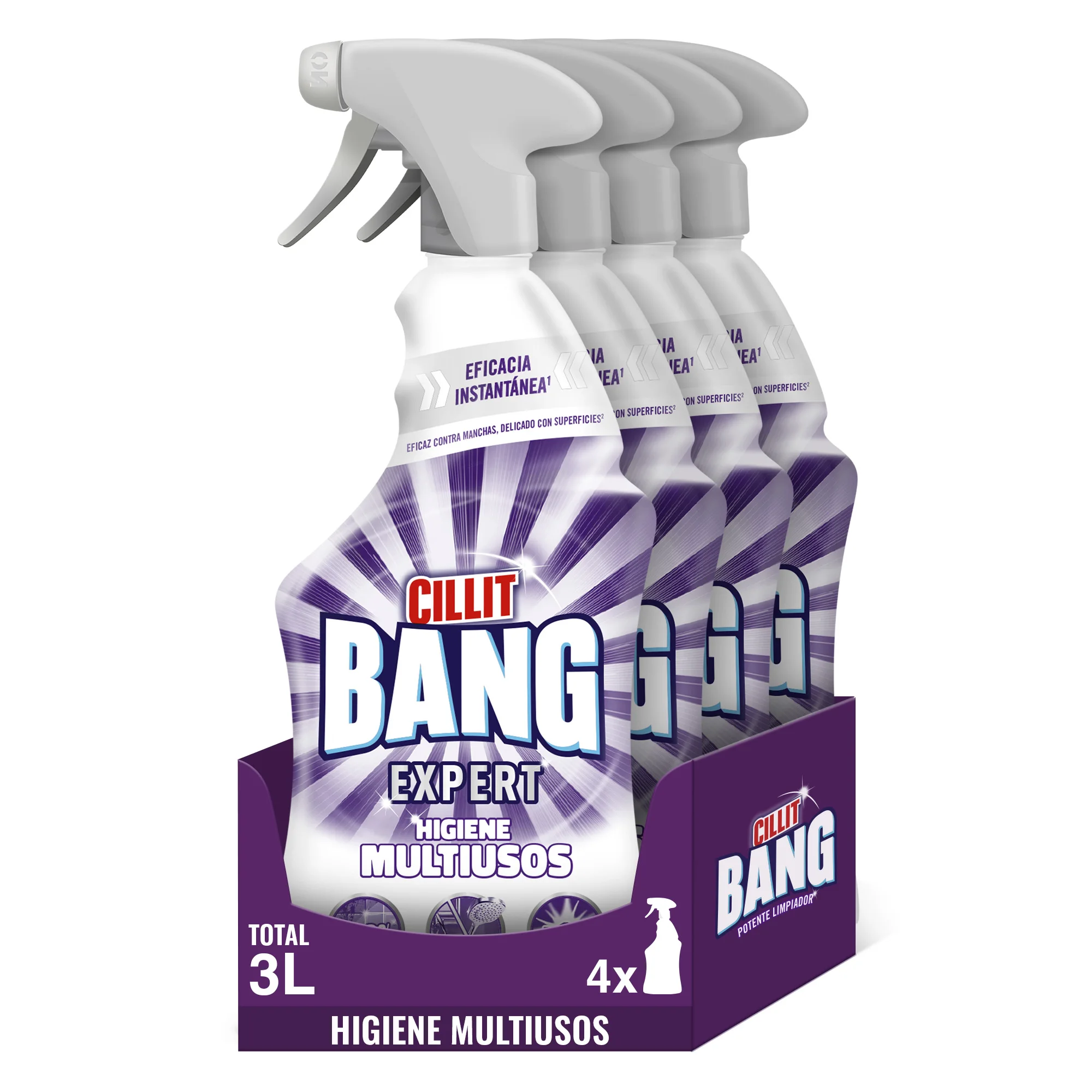 Cillit Bang - Spray Higiene y Lejía Baño, Pack 4 Sprays de 750ml