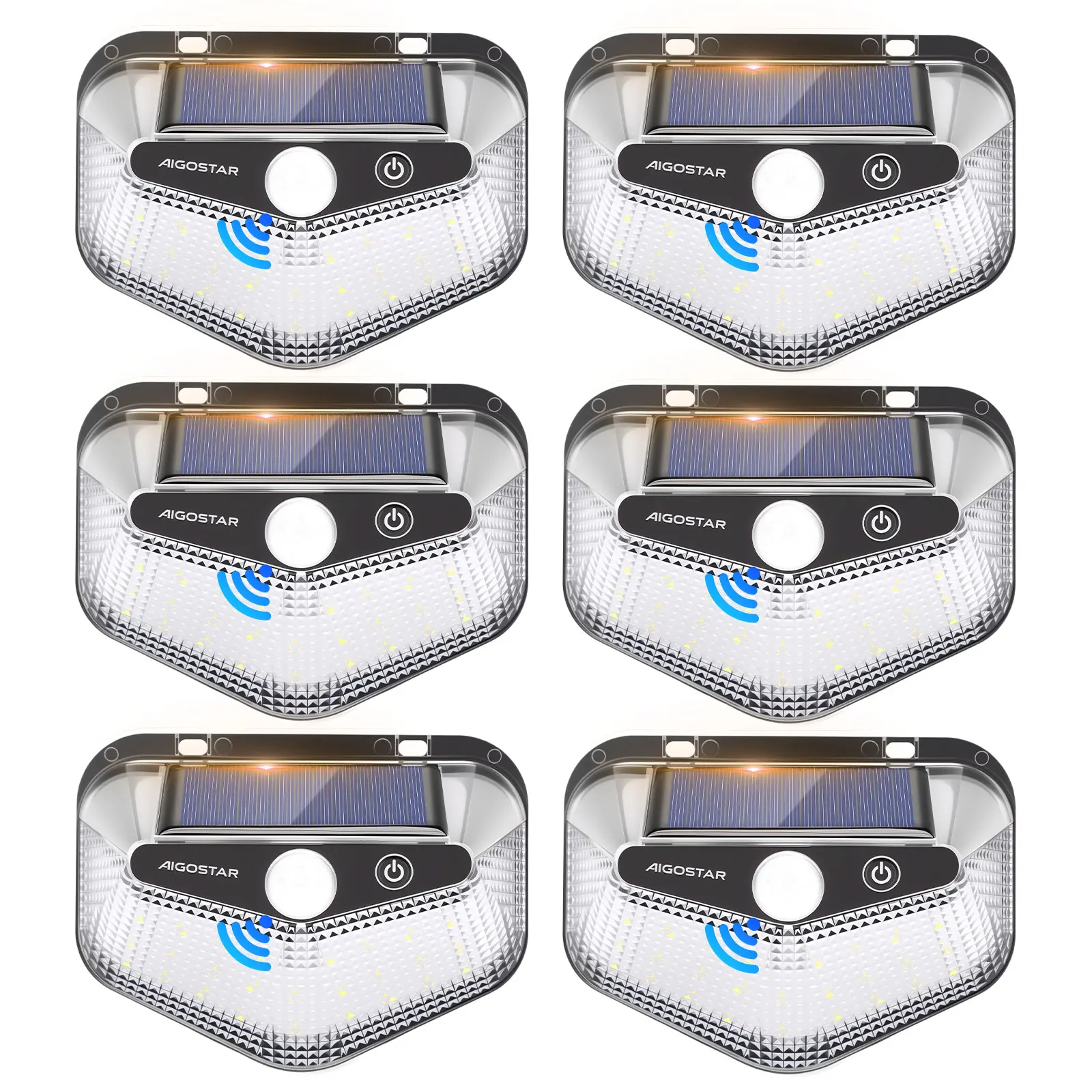 Aigostar Luce Solare LED Esterno con Sensore di Movimento,4 Pezzi,270° Illuminazione Lampada Solare da Esterno,3 Modos Faretto Led da Esterno Solare,IP65 Impermeabile luci solari per Giardino,Parete