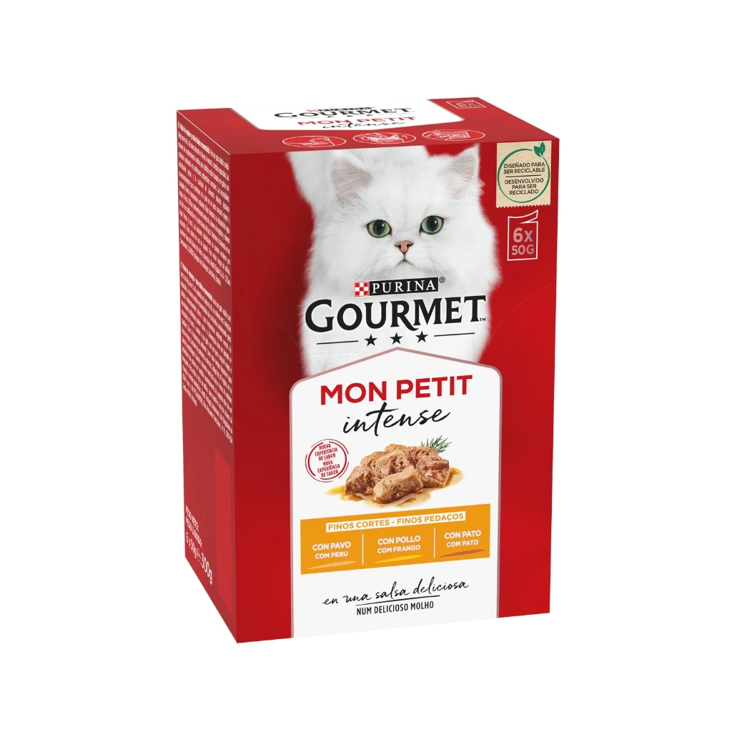 GOURMET Mon Petit (6x50 gr) - Comida Húmeda Completa para Gatos Adultos de Finos Cortes en Salsa (Selección de Sabores)
