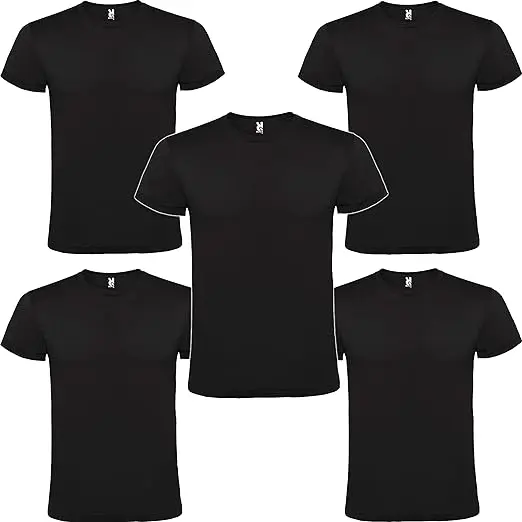 MARNAULA - Pack of 5 Black Cotton T-shirts for Men and Women