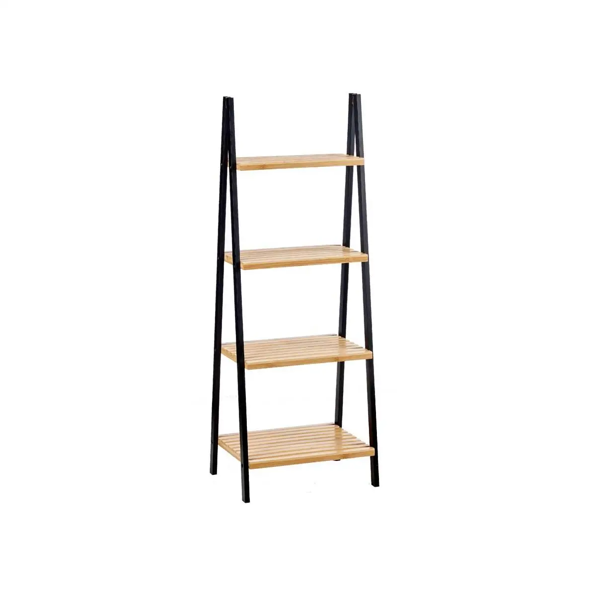 Estanteria escalera 4 estantes bambu negro