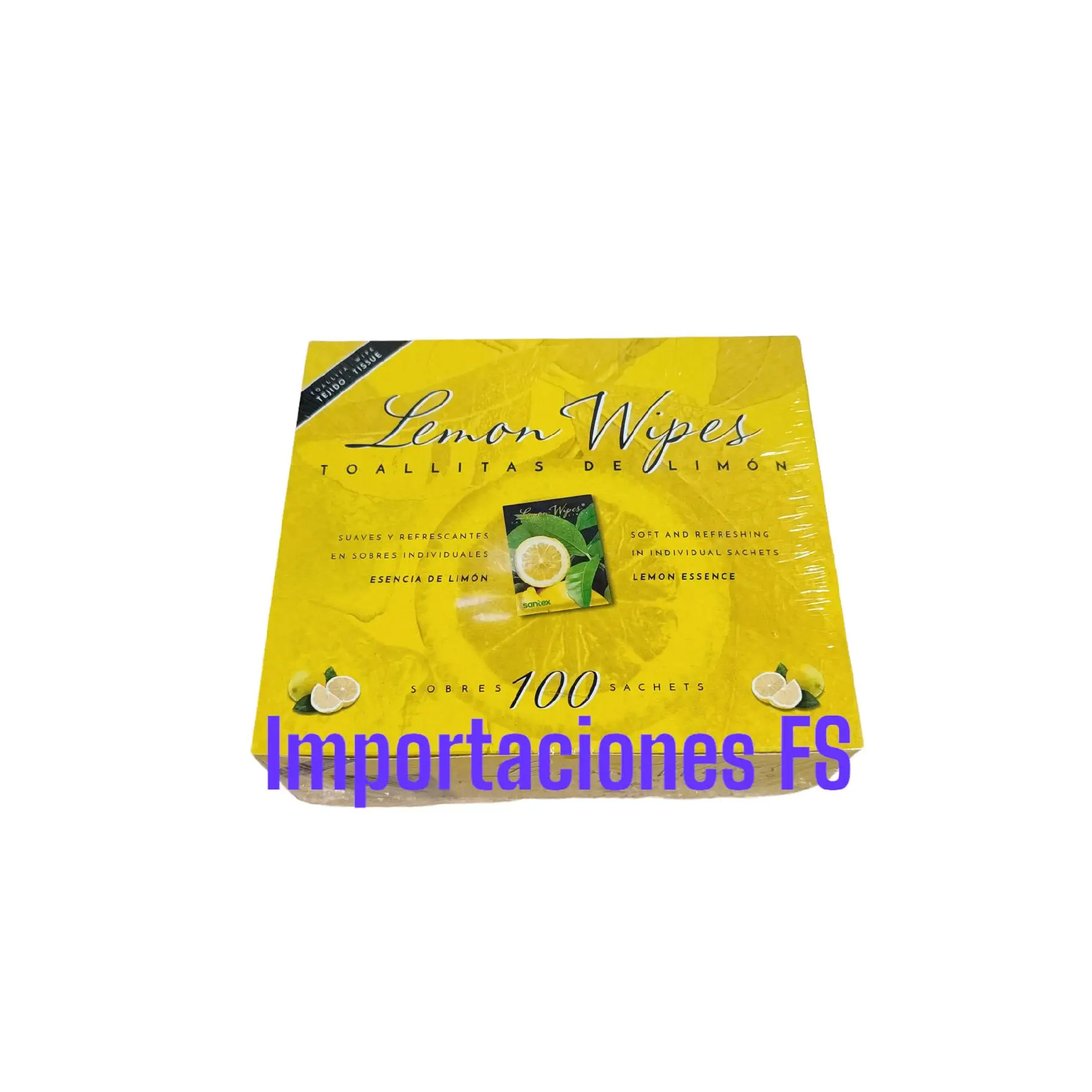 TOALLITAS DE LIMON - 100 SOBRES INDIVIDUALES - SUAVES Y REFRESCANTES - ESENCIA DE LIMON - LEMON ESSENCE - LEMON WIPES.