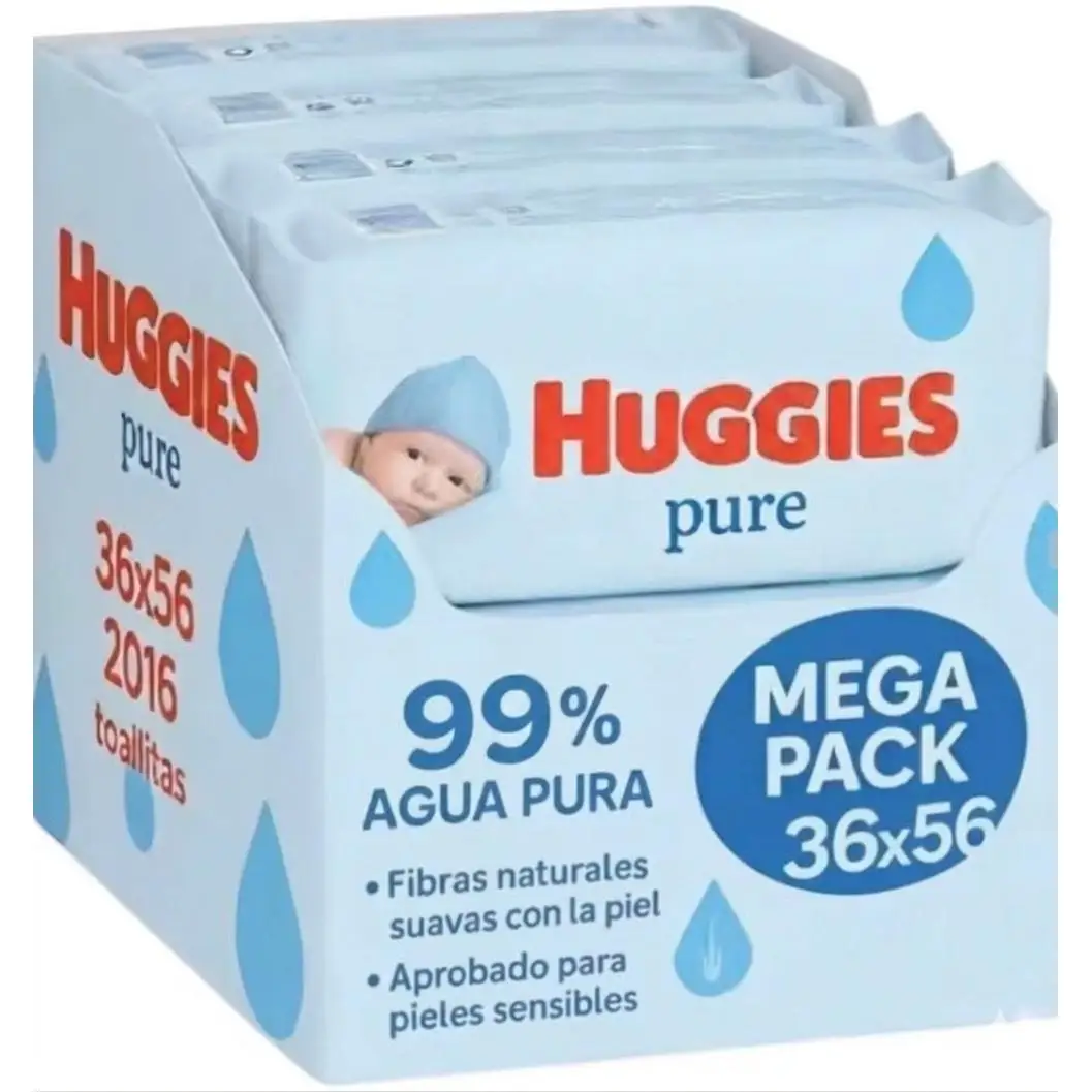 Huggies Pure 2016 Toallitas (36 packs de 56 Toallitas) con 99% Agua Pura, Sin Aditivos ni Fragancias, Suaves Fibras… — oferta en AliExpress