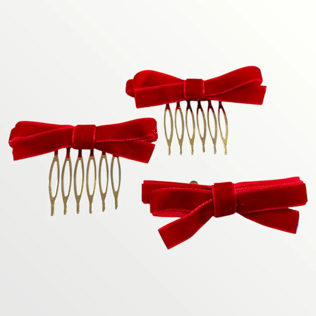 peinetas Flamenco con lazo rojo  accesorio de pelo para feria romeria y traje de flamenca set 3 unidades