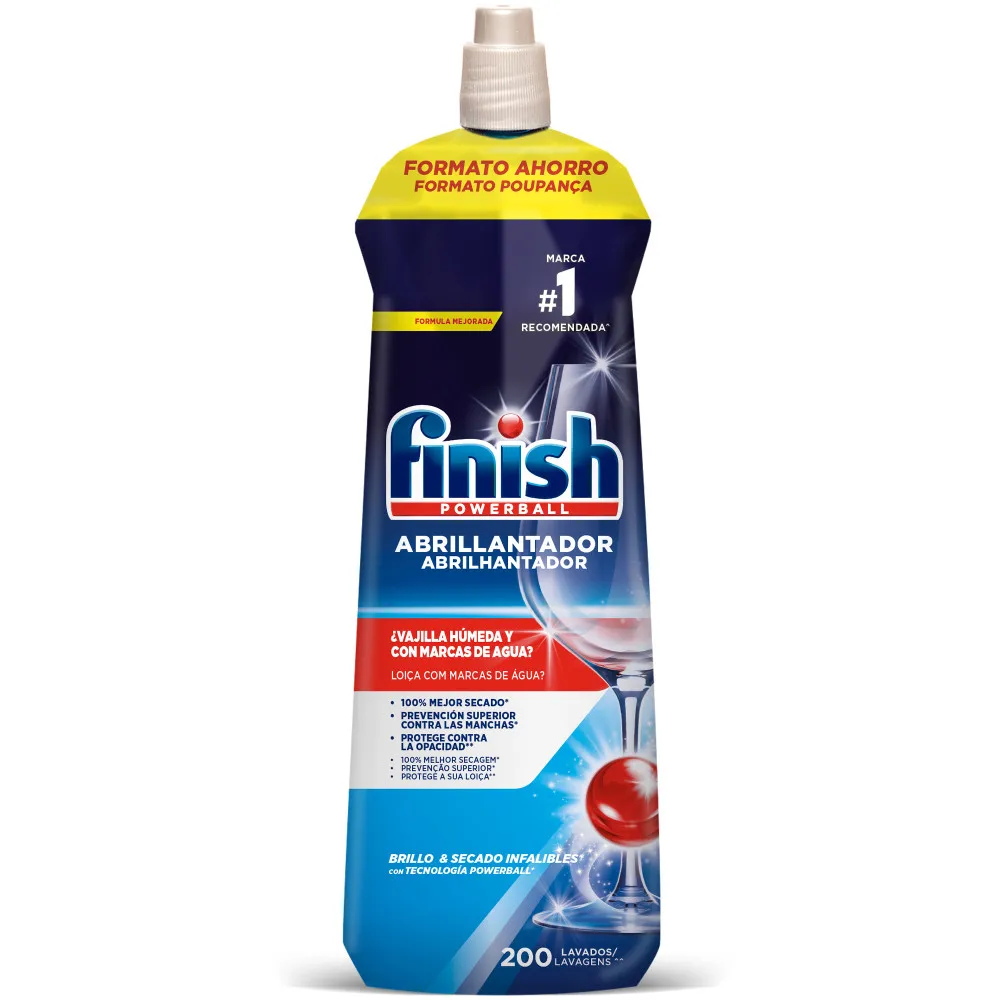 Finish ABRILLANTADOR REGULAR, Vajilla Seca, Resultado Brillante, Previene Marcas de Agua, Elimina Restos de Cal, Infalible, Profesional