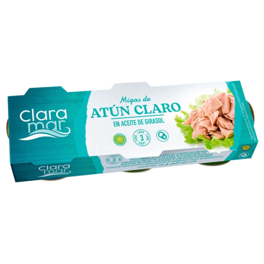 Atún en migas enlatado Dunia - Paquete de 3 latas de 240g.