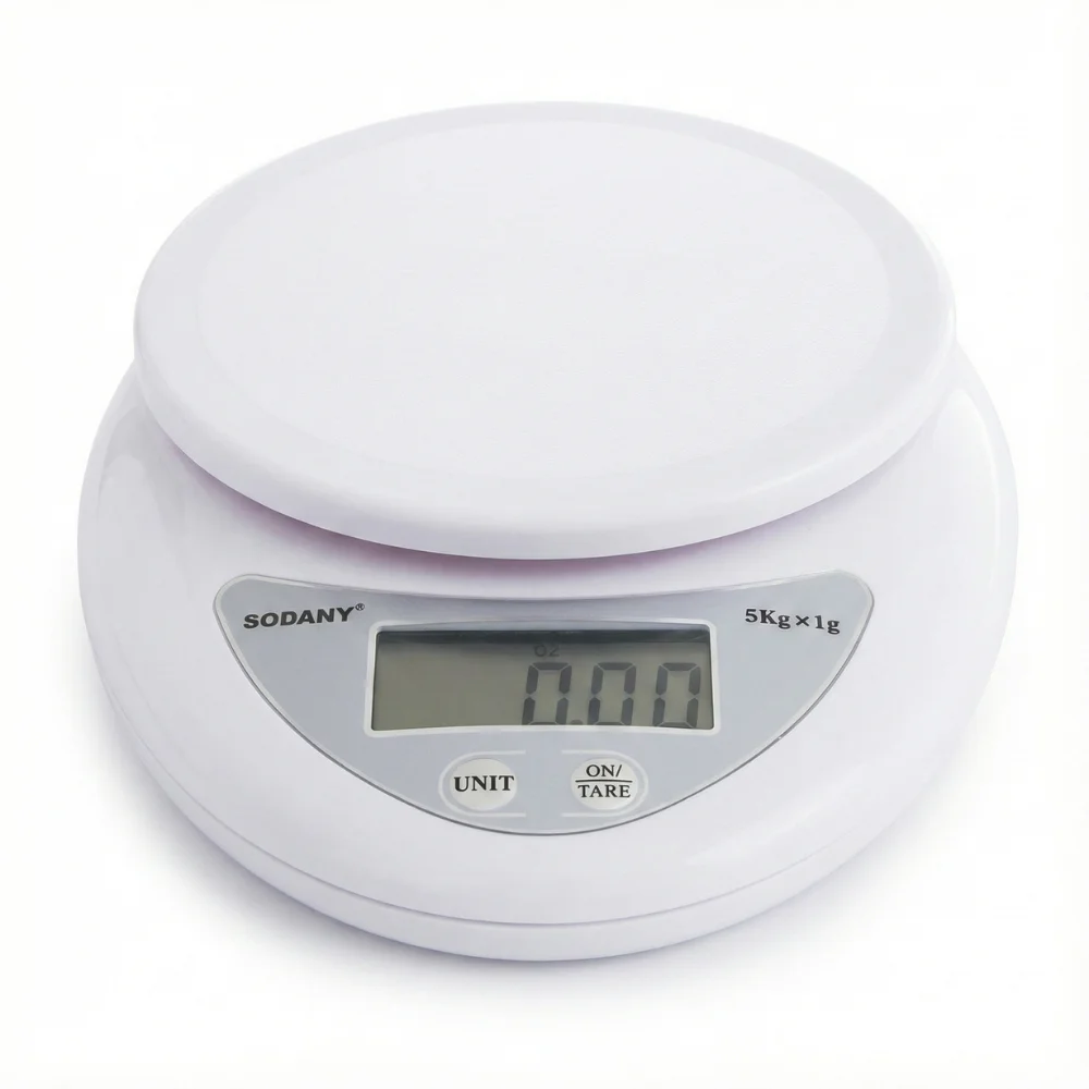 SODANY Báscula de Cocina Digital 5kg/1g, Peso Mini con Pantalla LCD, Función Tara, Balanza de Precisión para Repostería