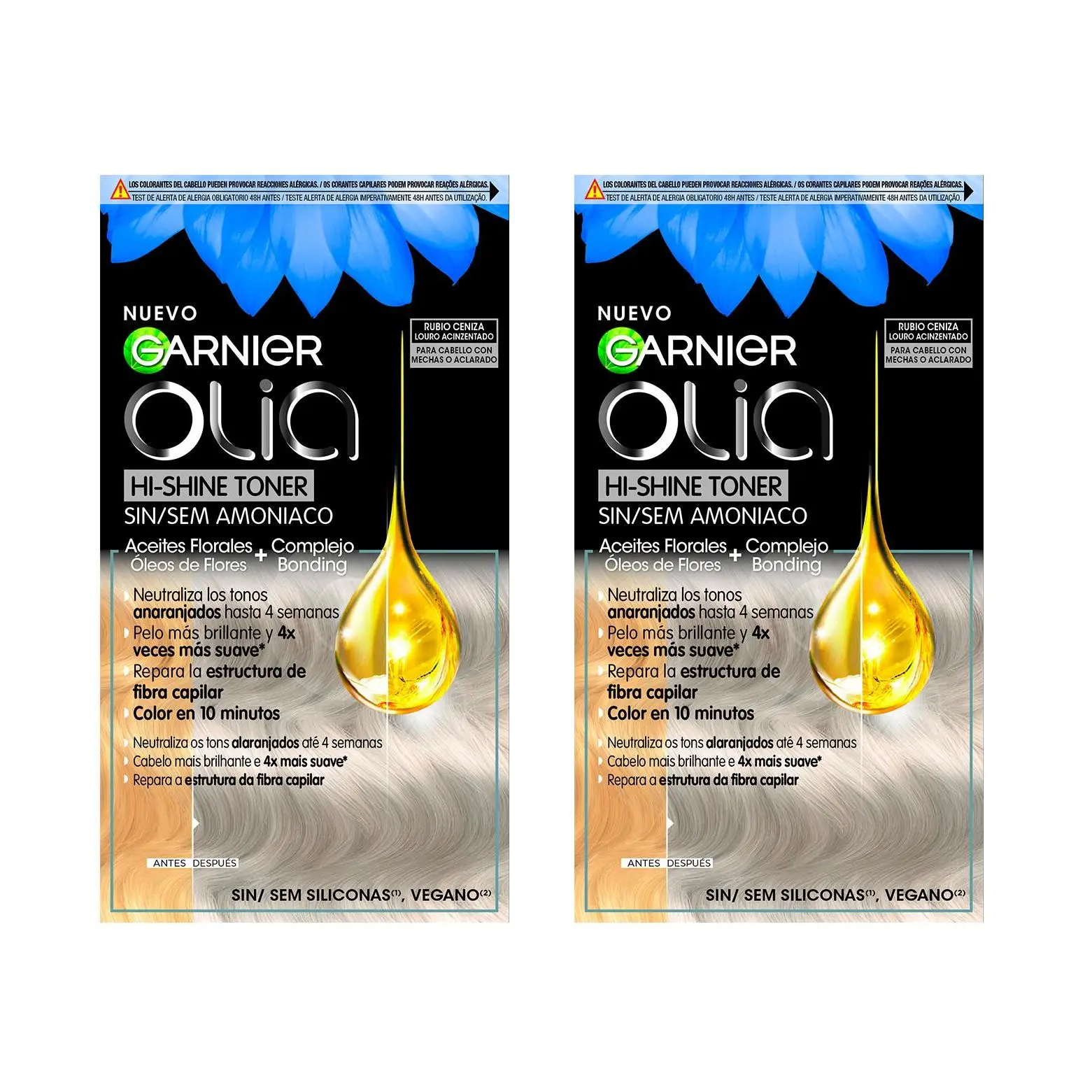 Garnier| Duplo Olia Hi-Shine Toner Rubio Ceniza o Platino para cabello con mechas o aclarado Sin Amoniaco
