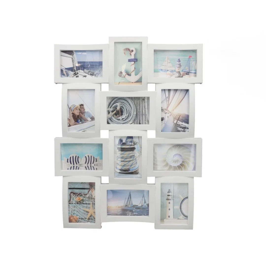 Gissed- Marco de Fotos Múltiple para 12 Fotografías, Estilo Náutico, Color Blanco, 63 x 48 cm, Decoración de Pared
