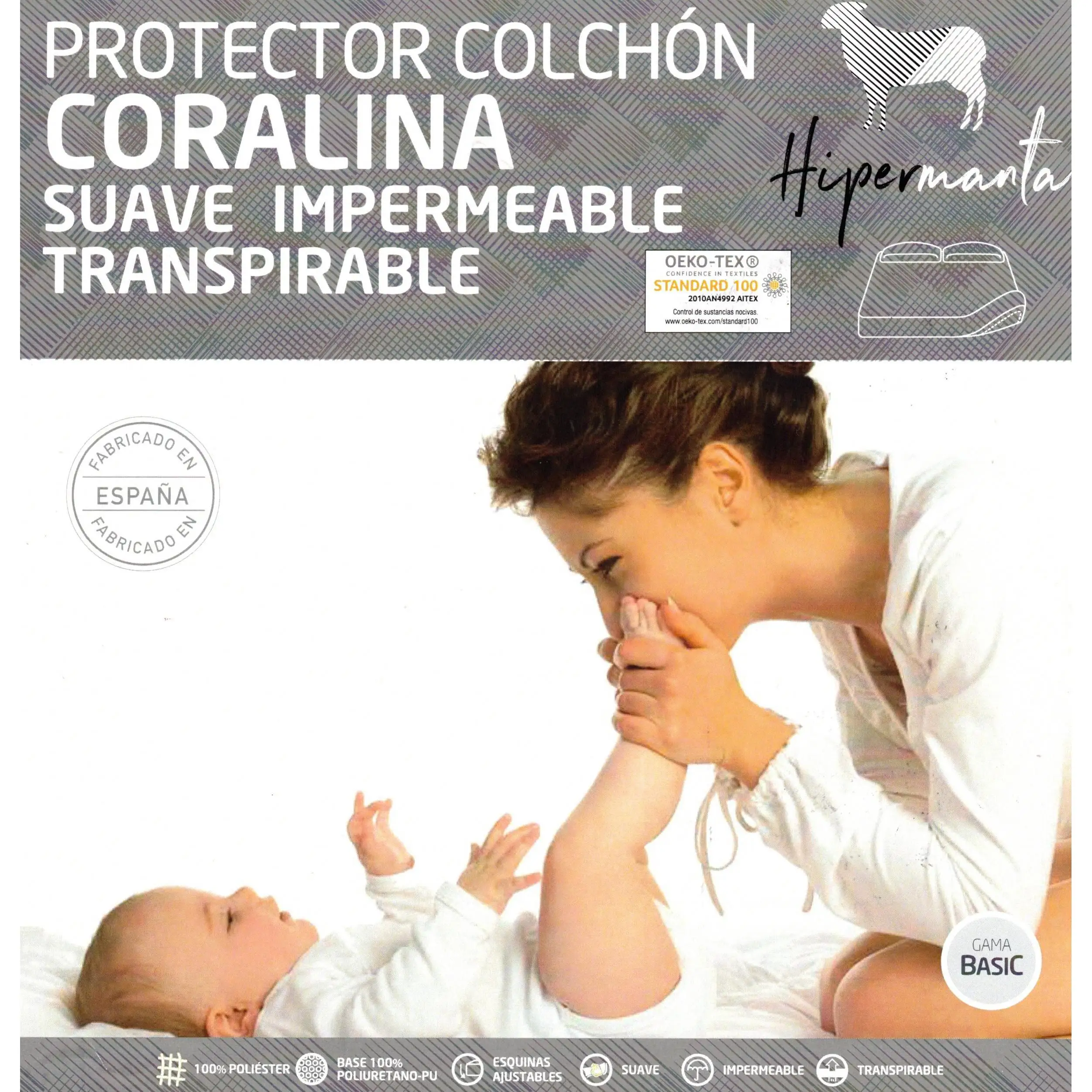 HIPERMANTA PROTECTOR COLCHÓN coralina suave modelo LUNASOL. SUAVE, IMPERMEABLE Y TRANSPIRABLE.