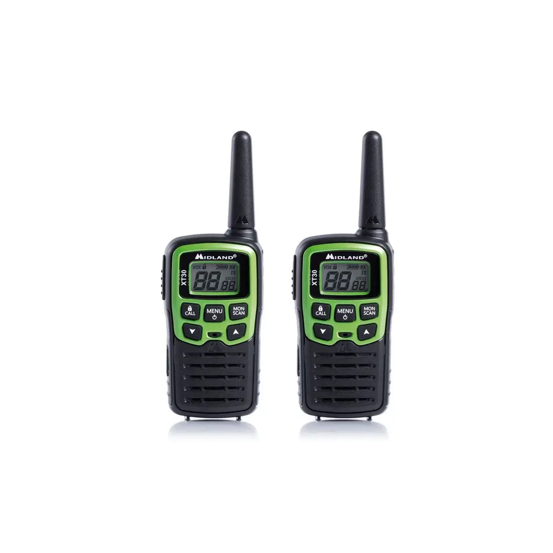 Walkie Talkie Midland Xt30 couple Pmr446 Micro USB 16 channels 38 tones CTCSS LCD alphanumeric display and call function distance up to 6Km VOX autonomy up to 5 hours