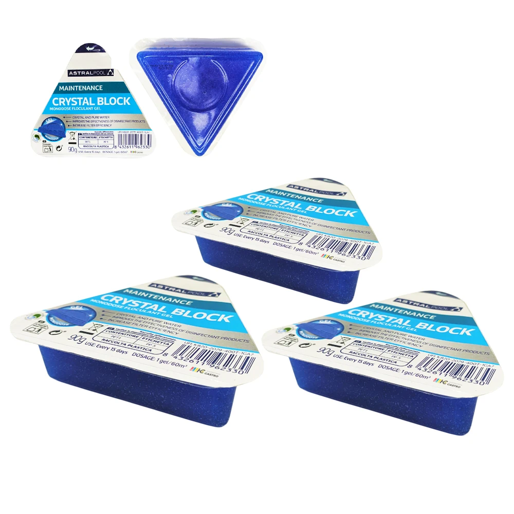 Pack de 3 Crystal Block gel clarificador y floculante para piscina de Astral Pool | Crystalblock agua cristalina y pura