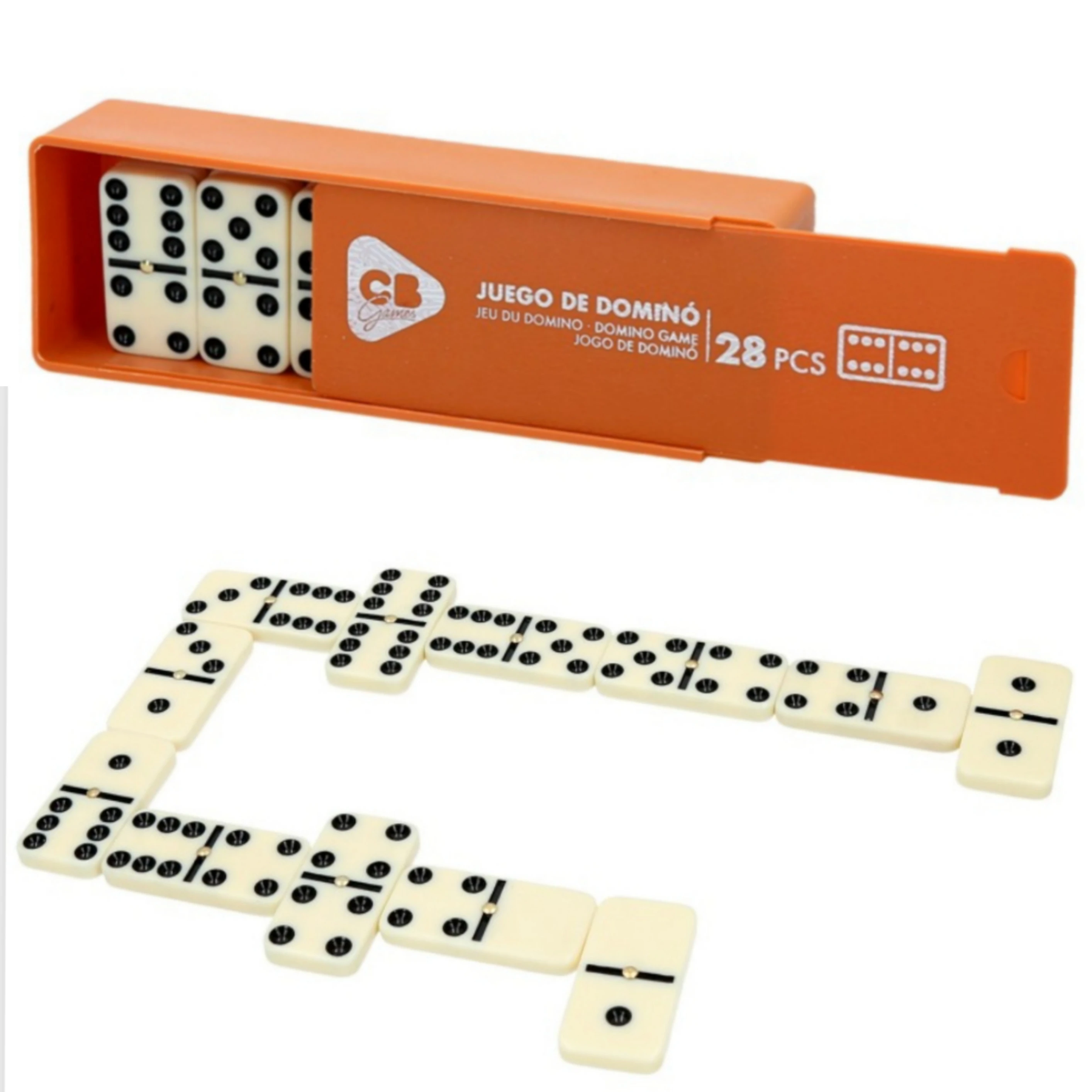 Domino CB. Domino game for adults with large pieces-classic domain game for older people-visible and large numbers Domino tiles. Traditional Domino with token storage box-board game for Mental agility