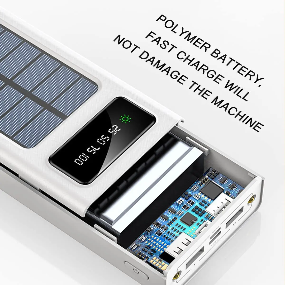 Cargador portátil Solar Power Bank 12000Mah/20000Mah Gran Capacidad Incorporado 5 Salidas y 3 entradas Cable y Linterna Compatible con Todos los teléfonos Inteligentes y Dispositivos USB 4