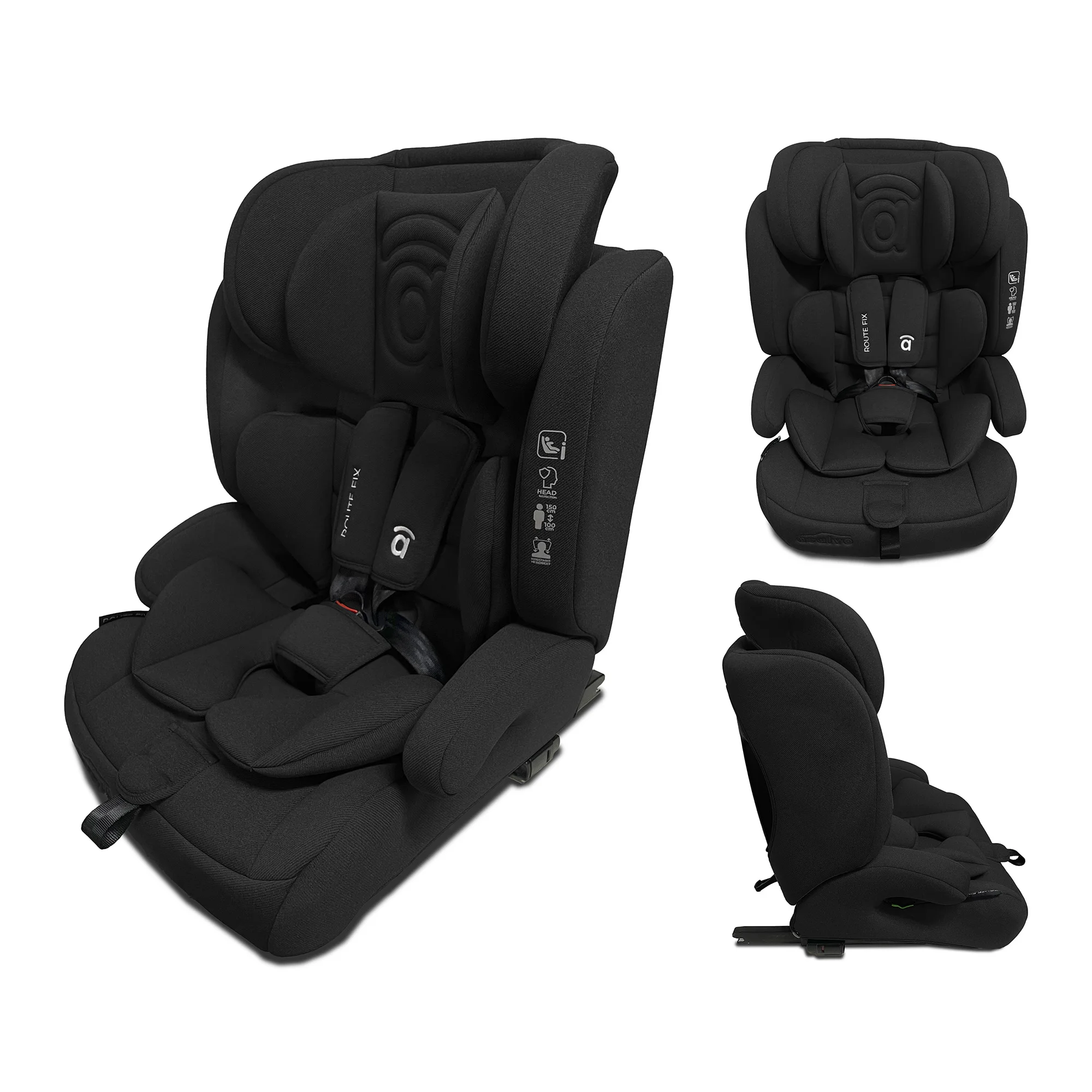 Asalvo Silla de Auto i-Size 76-150 cm Route Fix, evolutiva 15 meses–12 años, ISOFIX + Top Tether