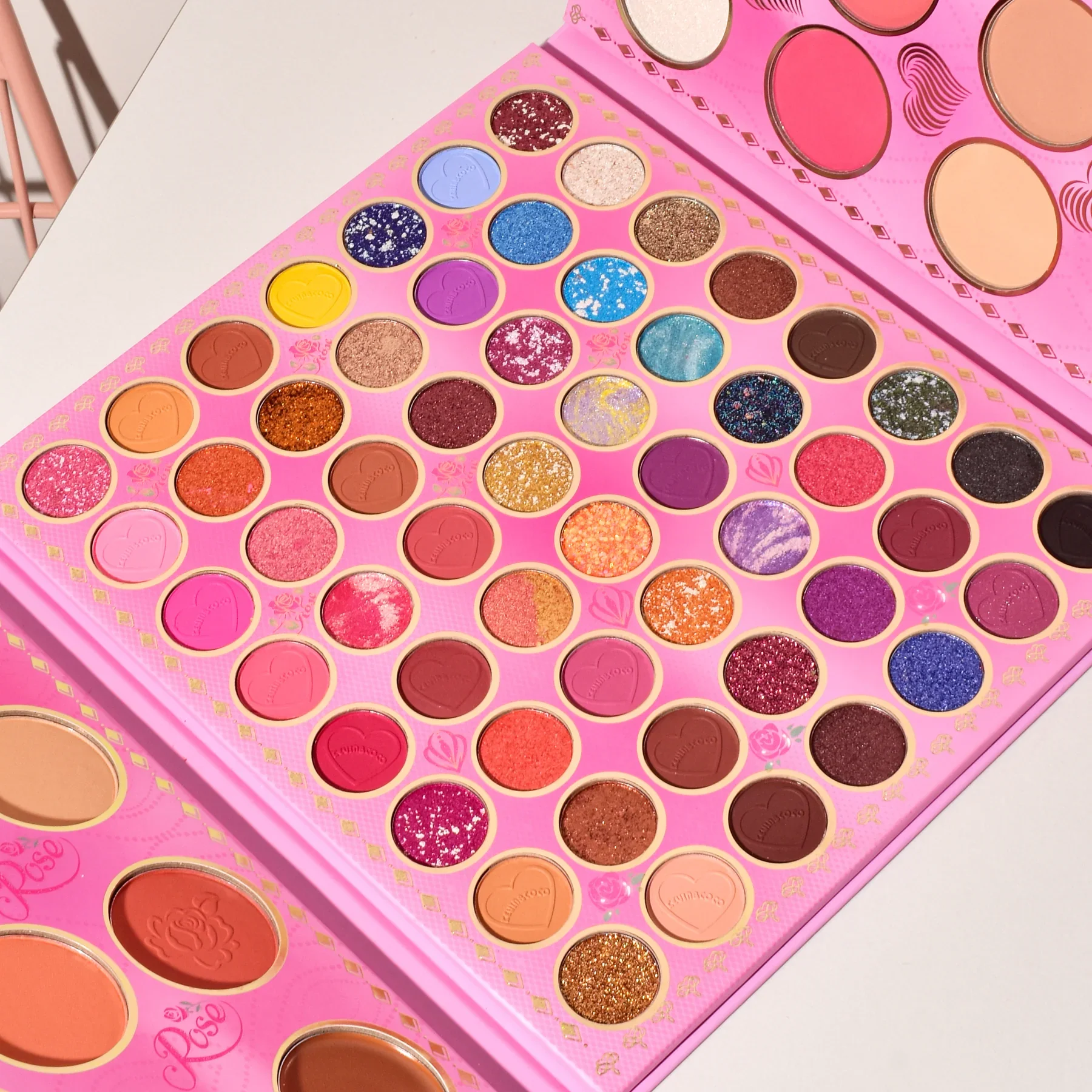 Eyeshadow Palette 72 Colors by Kevin&Coco, Illuminaldore and Blush, Powder and Cream Contour Makeup, Fashion Nova Girl Palette