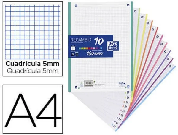 Oxford Hamelin replacement grid sheets A4 | 160 multicolored sheets