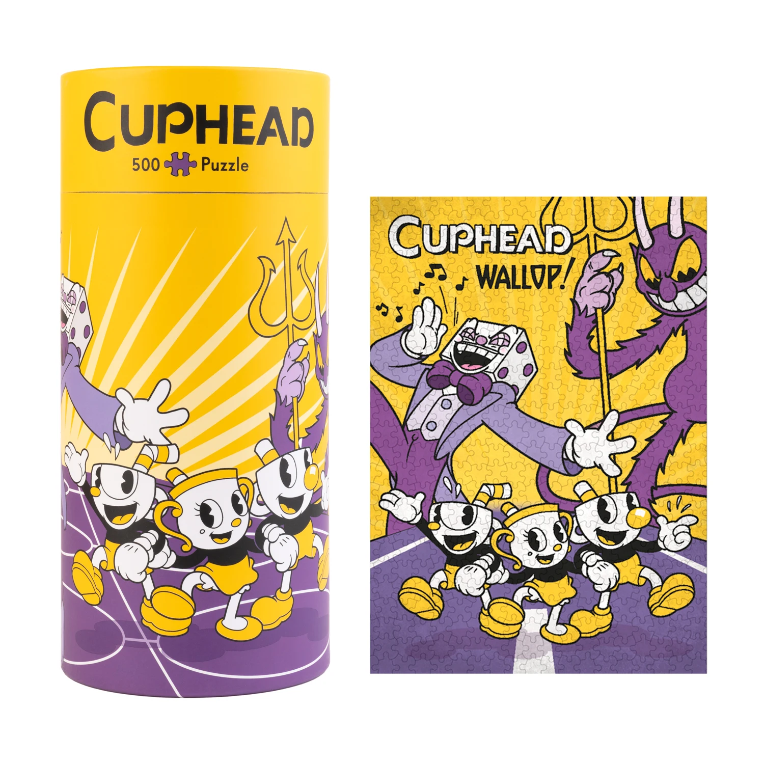 Puzzle 500 Piezas Cuphead ¿Listo para la Danza del Diablo? - Puzzle Cuphead con Caja - Rompecabezas 61x45,7 cm - Decoración Gamer Ideal para habitación Gamer