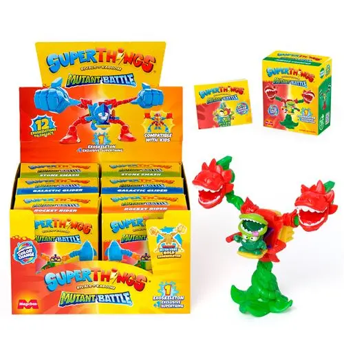 SUPERTHINGS series Mutant Battle-contains 6 Exoskeletons of the series Mutant Battle. Each box contains 1 Exoskeleton + 1 SuperThing + 1 Checklist. Compatible with SuperThings and Kids