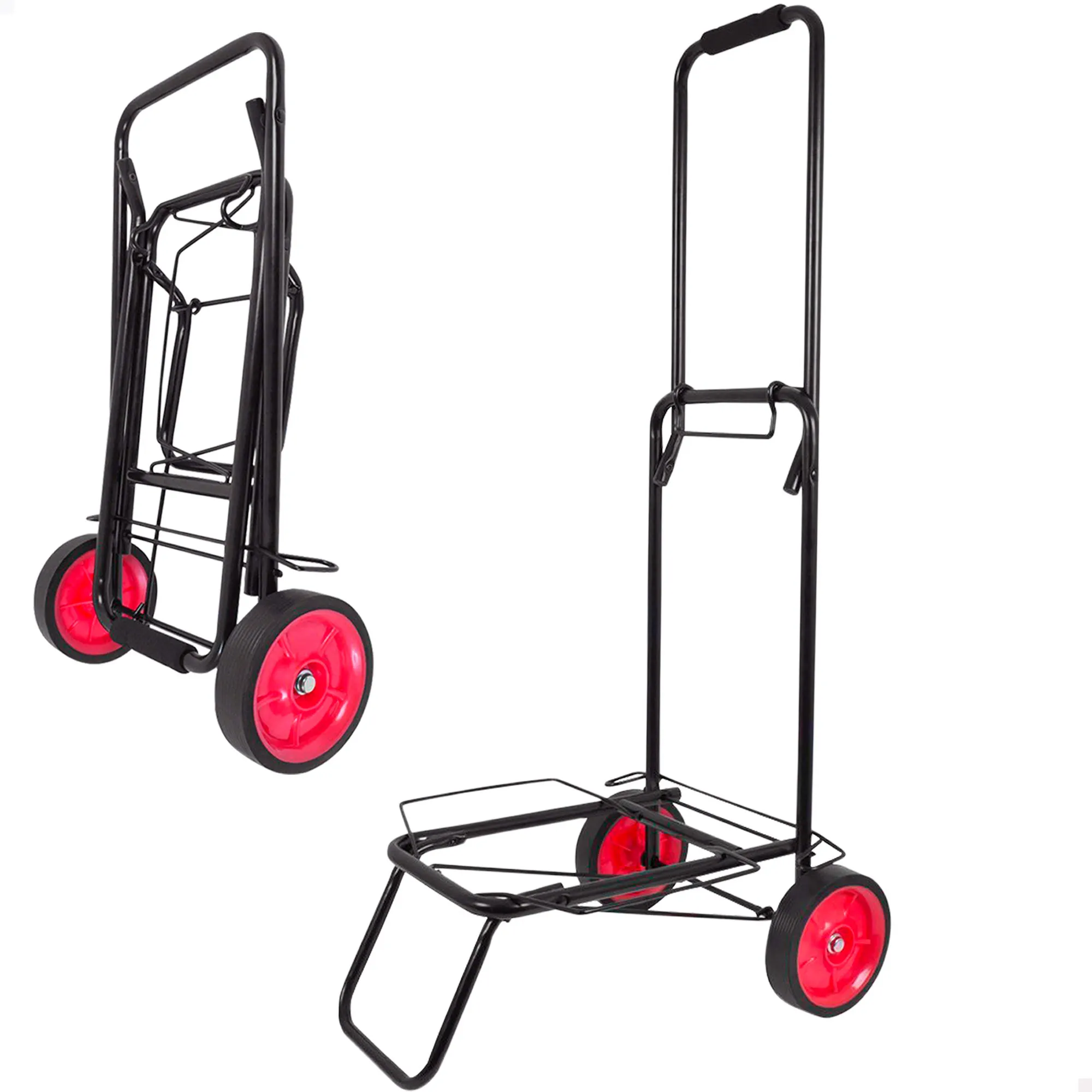 AKTIVE Carro playa multiuso plegable tubos de acero resistente  35*40*100cm grande  peso maximo 50kg Con ruedas de goma y eje central de hierro, incluye cinta elástica con doble gancho para fijar los