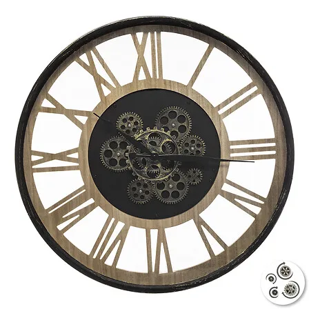 Reloj con mecanismo Paul diám. 57 cm metal y madera