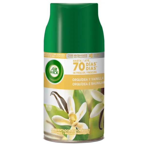 Air Wick Ambientador Freshmatic - Recambio Spray Automático, Esencia para Casa con Aroma a Orquídea y Vainilla