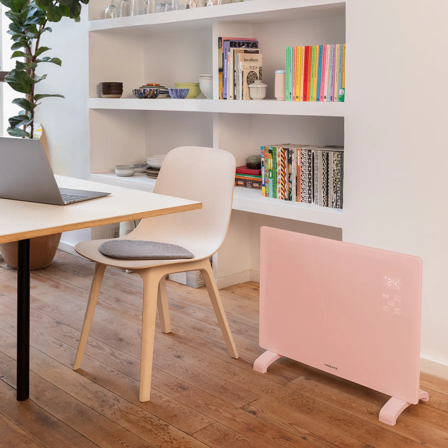 Create - electric glass heater with wifi, led touch screen - warm crystal 2000w