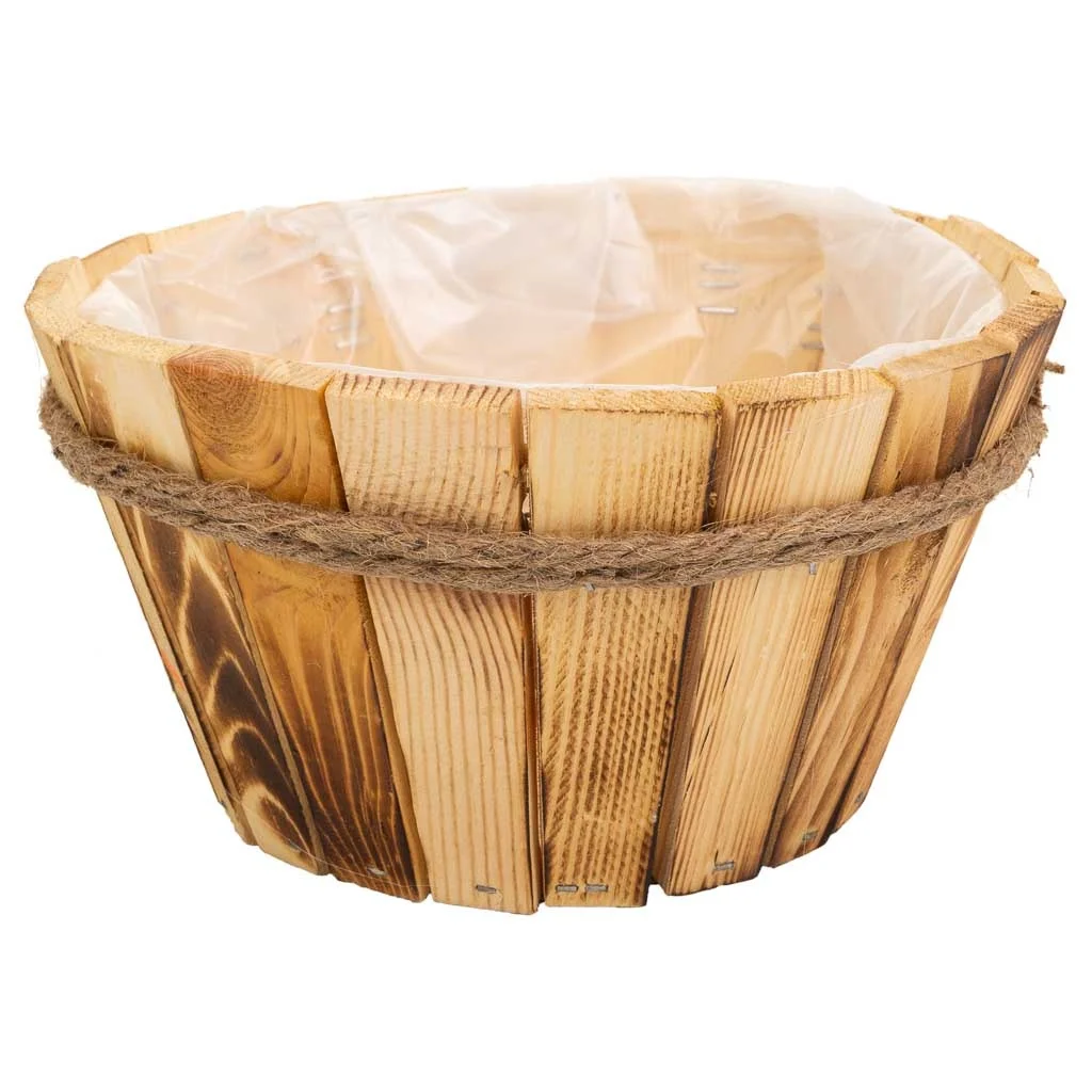WANDERLUST DECO Cestino in legno e corda naturale 33x33x14 cm - Cestino rotondo decorativo